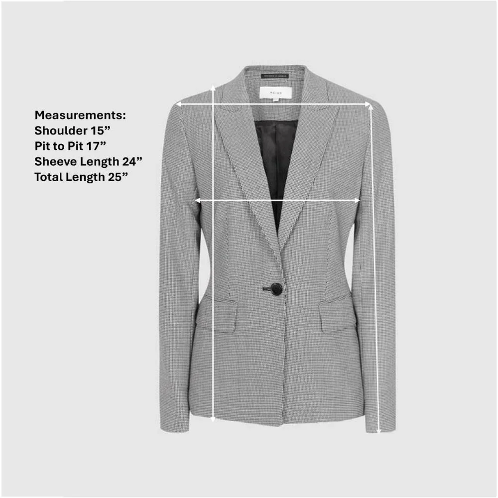 CHIC NWT $445 REISS ROMY BLAZER - BLACK / WHITE CHECK - SIZE 6 - Picture 3 of 10